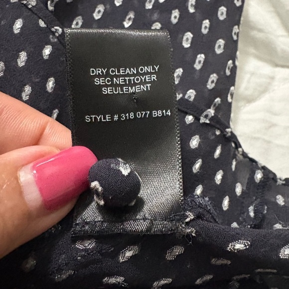 Rebecca Taylor Sheer, Feminine Navy Blue and White Clip Dot Silk/Viscose Blouse - Picture 11 of 15